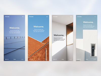 Archardor Onboarding app architecture clean lines minimal onboarding swipe ui user interface ux welcome