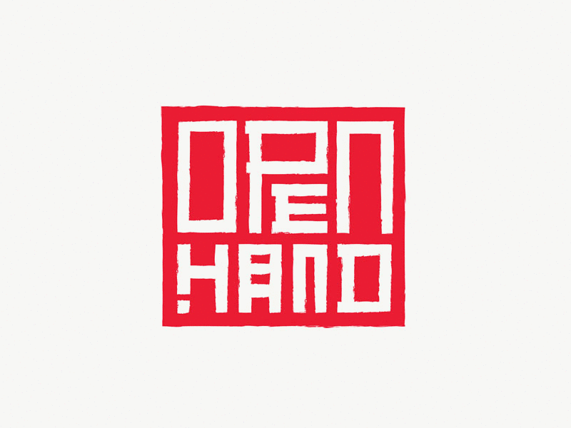 Open Hand Logo - Grid System Reveal Animation animation brand branding grid grid system ink karate logo martial arts red stamp tatami