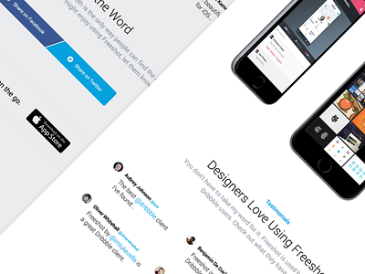 New Landing Page for Freeshot Dribbble Client