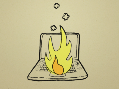 Laptop on fire drawing fire laptop sketch