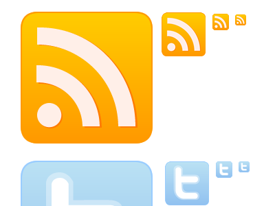 Having a go at making some icons icons rss twitter