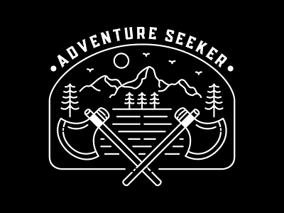 Adventure Seeker adventure awaits axe camping forest holiday lineart monoline mountain nature outdoor outline paradise summer travel trip vacation wanderlust wild wild life