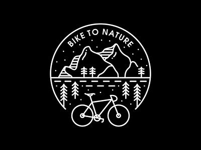 Bike to Nature adventure bicycle bike biker cycle downhill forest holiday journey line line art monoline mountain nature outline ride road sport trip vacation