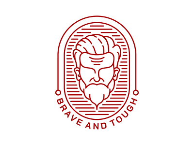 Brave and Tough adventure barber boy brave hair hair style handsome line logo logos man masculine monoline mustasche outline tough wanderlust wild