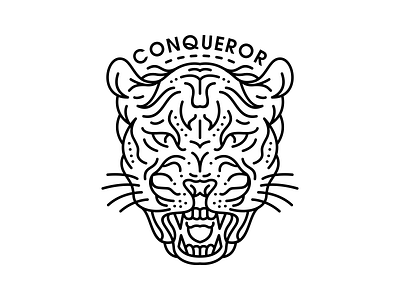 Conqueror adventure animal cat cheetah conqueror dog hunter line lion monoline mustasche nature outline panther roar tattoo teeth tiger wild wildlife