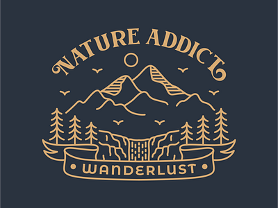 Nature Addict 2 adventure camping design hiking holiday illustration line logo monoline mountain nature outdoor outline summer tent travel trip vacation wanderlust wild