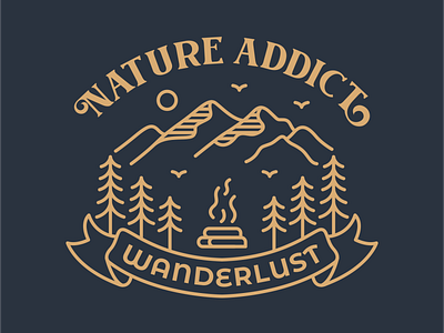 Nature Addict 3 adventure camping hiking holiday line line art monoline mountain nature outdoor outline summer tent travel trip vacation wanderlust wild wilderness wildlife