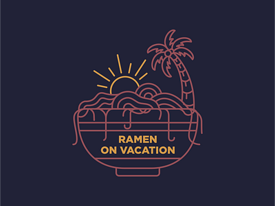 Ramen on Vacation adventure beach chinnese food holiday japanese line monoline nature noodle outdoor outline ramen ramen noodle summer surfing travel tropical vacation wanderlust