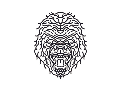 Ruthless animal animals ape character chimp gorilla head jungle king line line art lion monkey monoline outline primate tattoo tiger wild wildlife