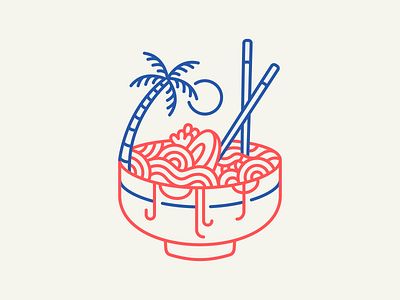 Summer Ramen 3 adventure beach chill food holiday japanese kawaii monoline nature noodles otaku outdoor pasta ramen ramen bowl ramen noodles spaghetti summer tropical vacation