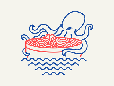 Ramen Octopus 2 adventure delicious food japanese kawaii kraken monoline noodles octopus otaku outdoors pasta ramen ramen noodles sea sea monster spaghetti squid tentacles waves