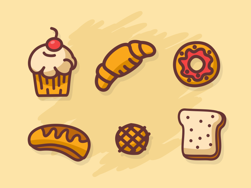 Bread Icons cake vanilla strawberry chocolate butter food breakfast bread