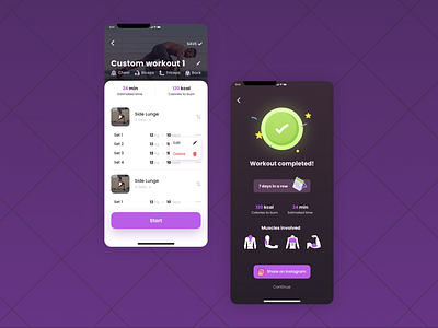 Workout & Fitness App cardio challenge coach crossfit design exercise fitness gym health healthcare ios mobile muscle sport training ui ux workout