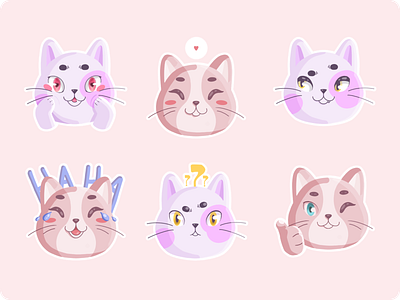 Vicky&Berty Stickers art cats cute design emotion flat graphic design illustration messager pink stickers