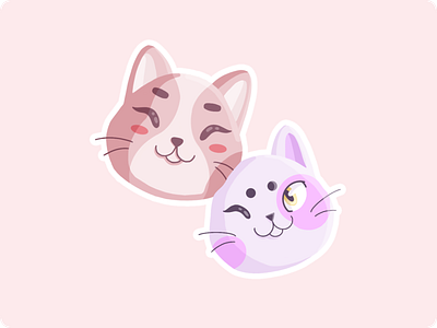Vicky&Berty Sticker branding cat clean cute design flat graphic design icon illustration love patch pin pink sticker