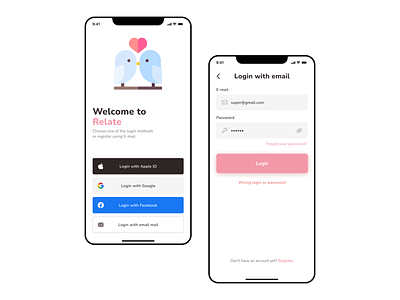 Login / Register - Mobile App