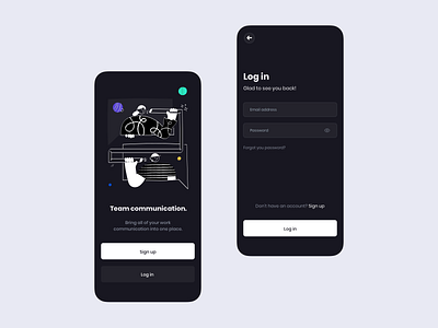 Log in / Sign up app app design dark mode design illustration login mobile ui sign up ui ui design uidesign ux