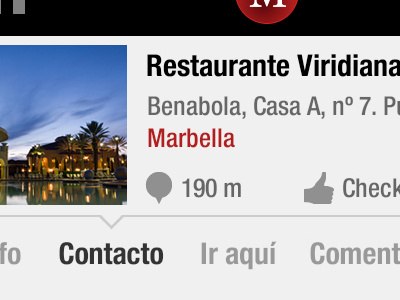 Marbella App Detail app interface iphone layout