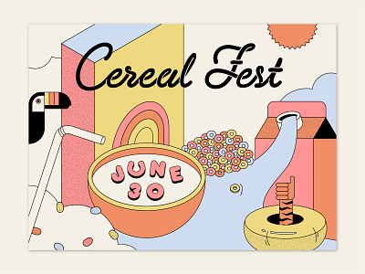 Cereal Fest branding cereal event festival illustration poster