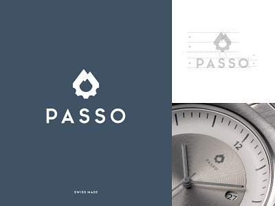 Passo Watch Logo blue brand brandbook branding design illustrator italy logo mountain pass passo steel swiss watch