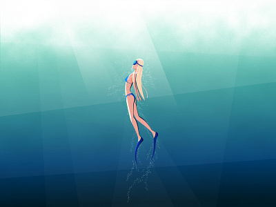 Diving blue diving girl illustration illustrator ocean scuba sea summer texture