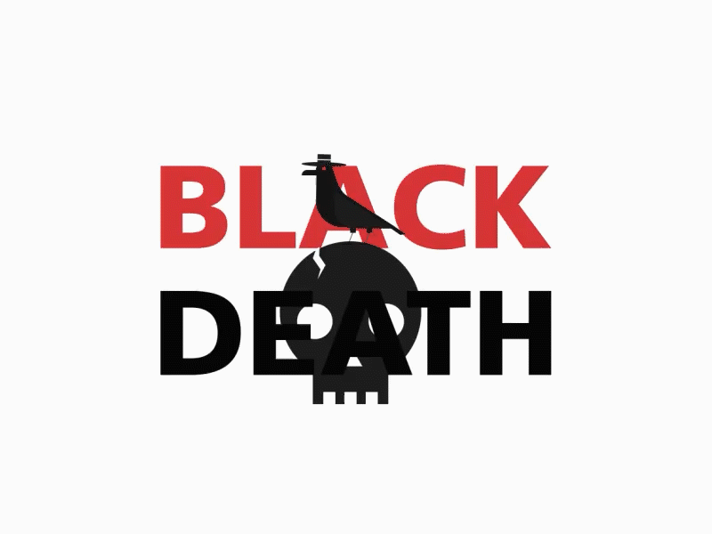 Black Death 2d after effects animation black black death crow illustration loop minimal motion motion design plague skull