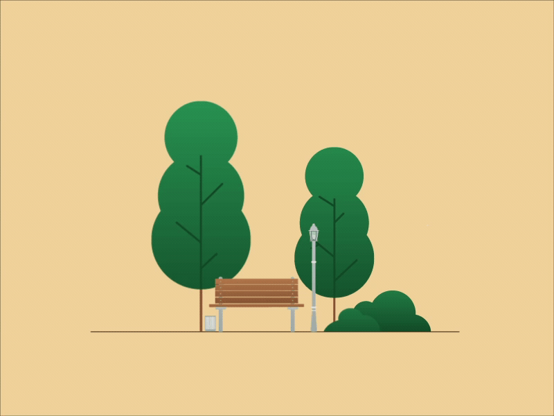Windy day at the park after effects animation bench illustration leaves motion nature outdoors park tree wind wood