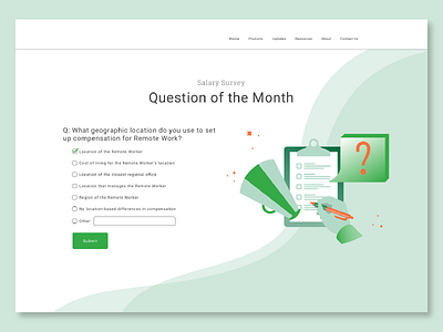 Question of the Month Landing Concept concept data design illustration landing page layout question salary survey