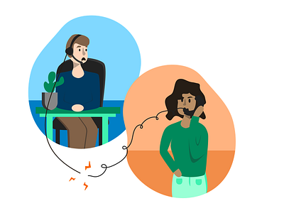 Hello? characters colorful customer employee flat illustration