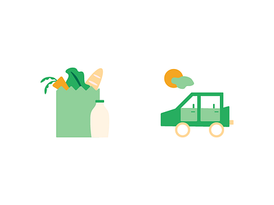 Groceries & Transportation car groceries icons illustration milk