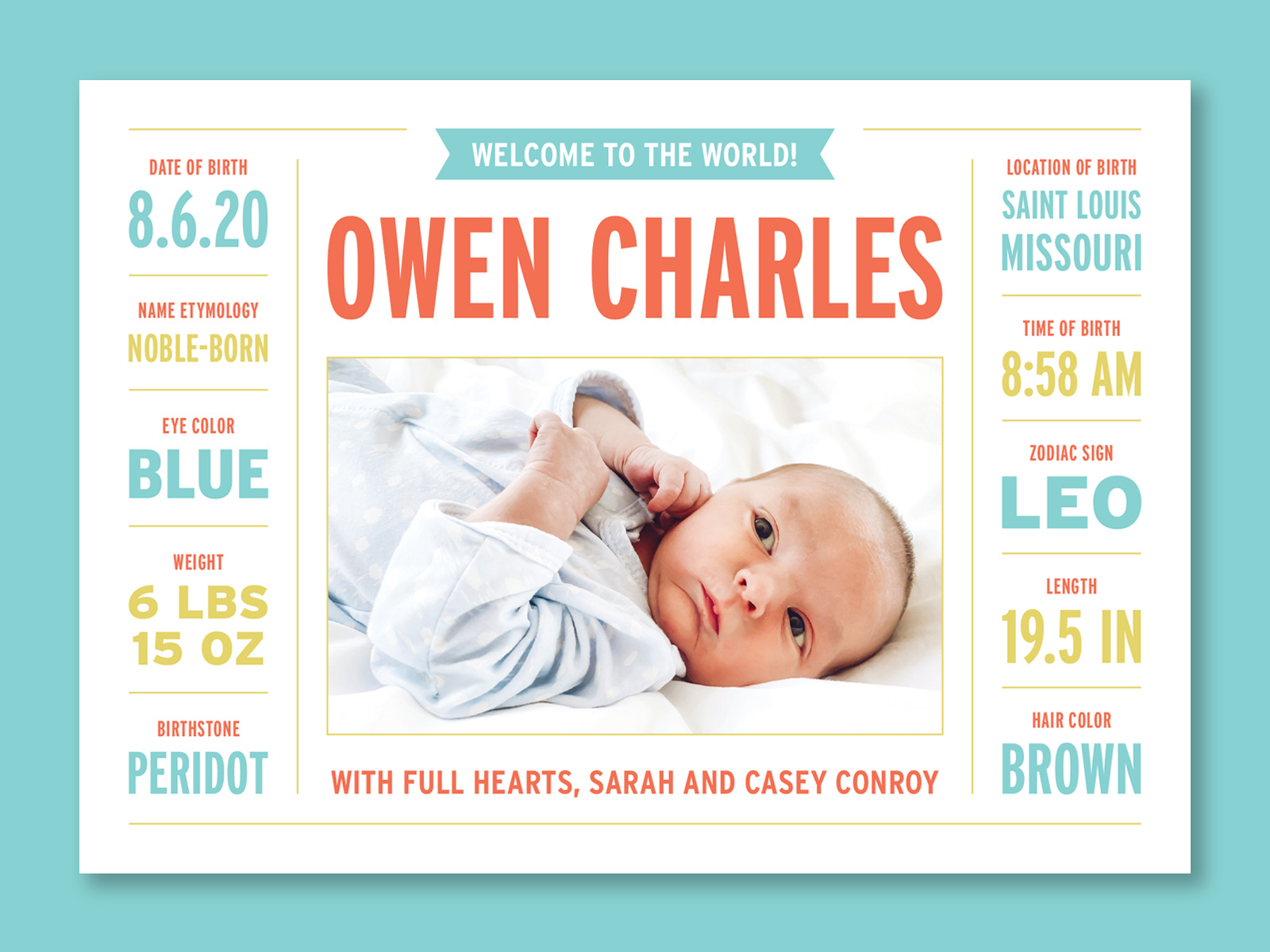Owen's Birth Announcement by Casey Conroy on Dribbble