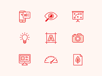 Icon Set camera design esg eye graphic design iconography icons idea logo marketing red strategy sustainabilty web design