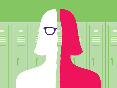 Glasses girl glasses high school paper split tear