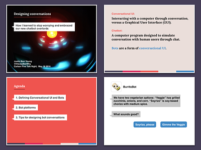 Chatbot talk deck bot burrito chat chatbot conversation deck keynote text ui