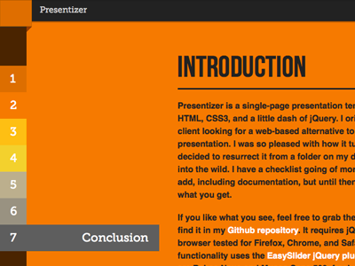 Presentizer rebound css3 html jquery navigation presentation single page slide template ui