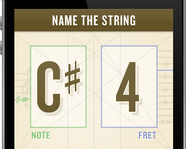 Name the String app brown fretboard guides interface iphone iphone app knockout layout ui ux
