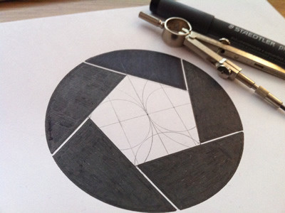 Logo compass golden ratio hand drawn logo pentagon