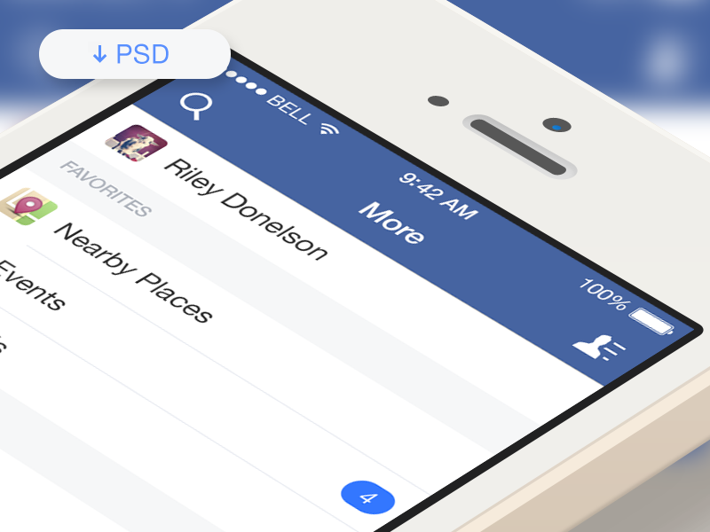 Free PSD - Facebook iOS7 More Menu freebies free psd facebook ios7 iphone mobile menu psddd
