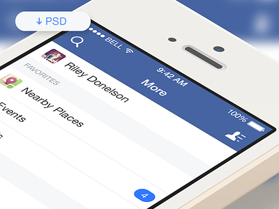 Free PSD - Facebook iOS7 More Menu facebook free freebies ios7 iphone menu mobile psd psddd
