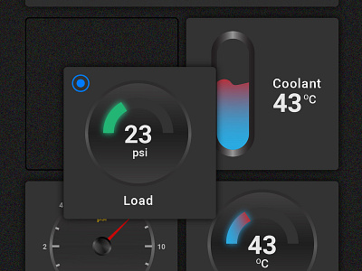 Dark UI Guages app caterpillar concept design dark ui design icon productdesign ui
