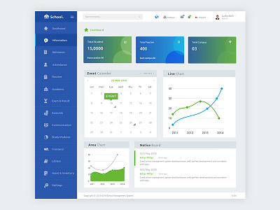 Dashboard blue dashboard education green school