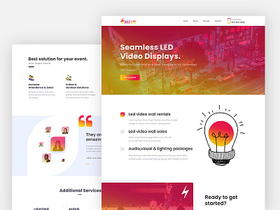 Bold LED-Landing Page bulb color corporate event landing page led website