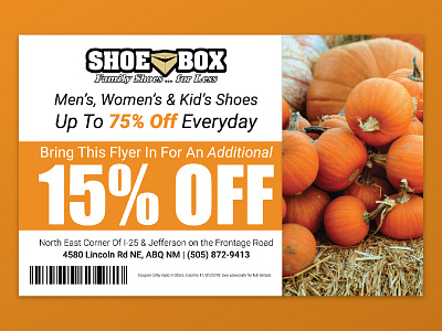 Shoe Box Halloween Coupon branding design print ad typography