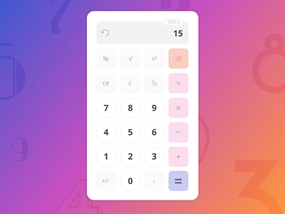 Daily UI Challenge #004 — Calculator calculator colors dailyui dailyui004 dailyuichallenge gradient math mathematics numbers ui