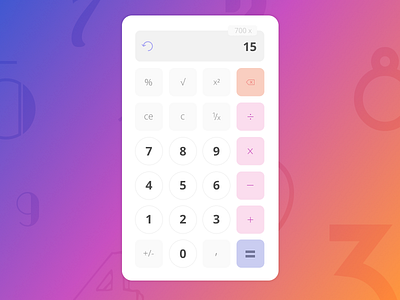 Daily UI Challenge #004 — Calculator calculator colors dailyui dailyui004 dailyuichallenge gradient math mathematics numbers ui