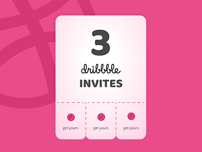 3 Dribbble Invites draft dribbble invitation invite invites tickets