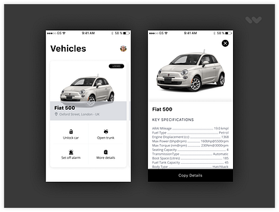 Mobile app to manage your vehicles app cars mobile mobility ui ux vehicles