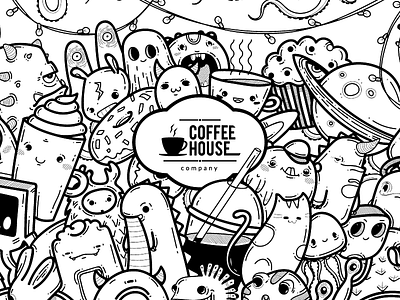 Illustration for CoffeHouse paper cups doodle doodle art illustration