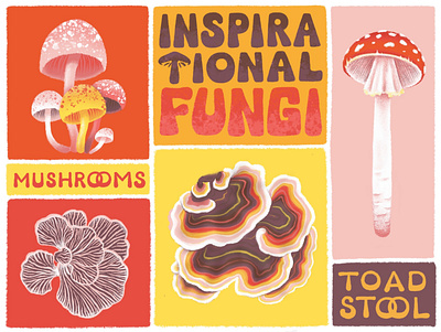 Fungi 70s 70s colors 70s typography fungi fungus illustration inspired by nature lettering mushroom mushrooms procreate toadstool