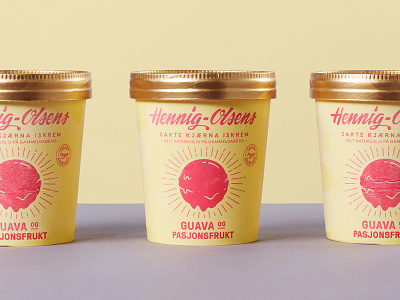 Guava and Passionfruit Ice Cream hennig olsen ice cream illustration package packaging packaging design retro two color